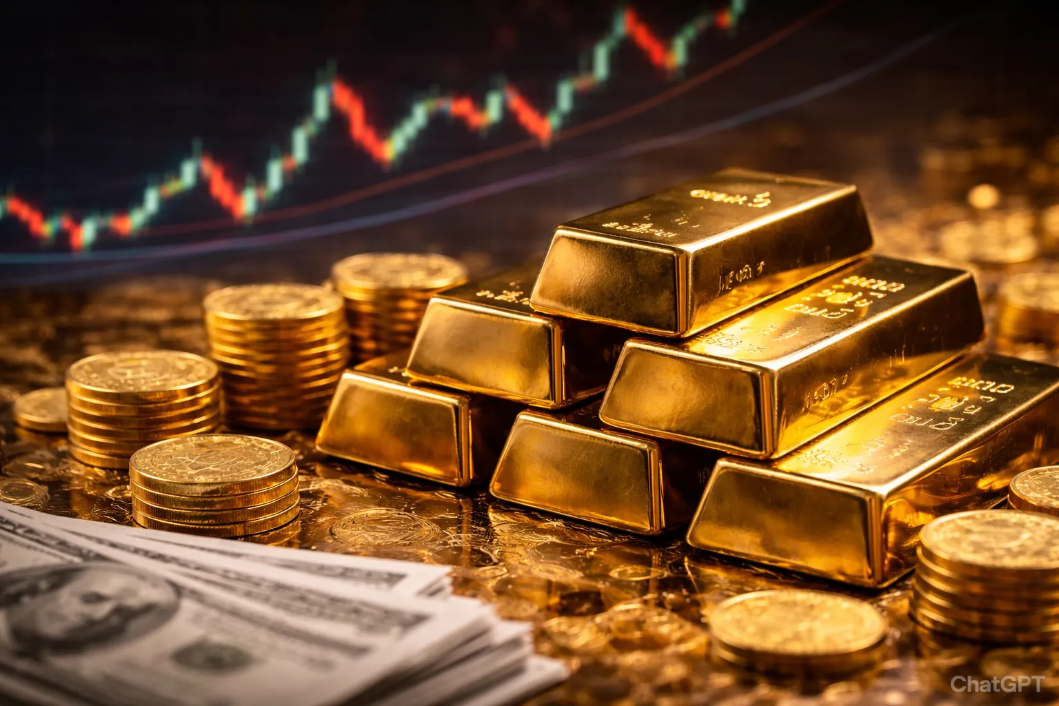 الذهب يرتفع بعد صدور بيانات اقتصادية أمريكية متباينة وتباطؤ النمو